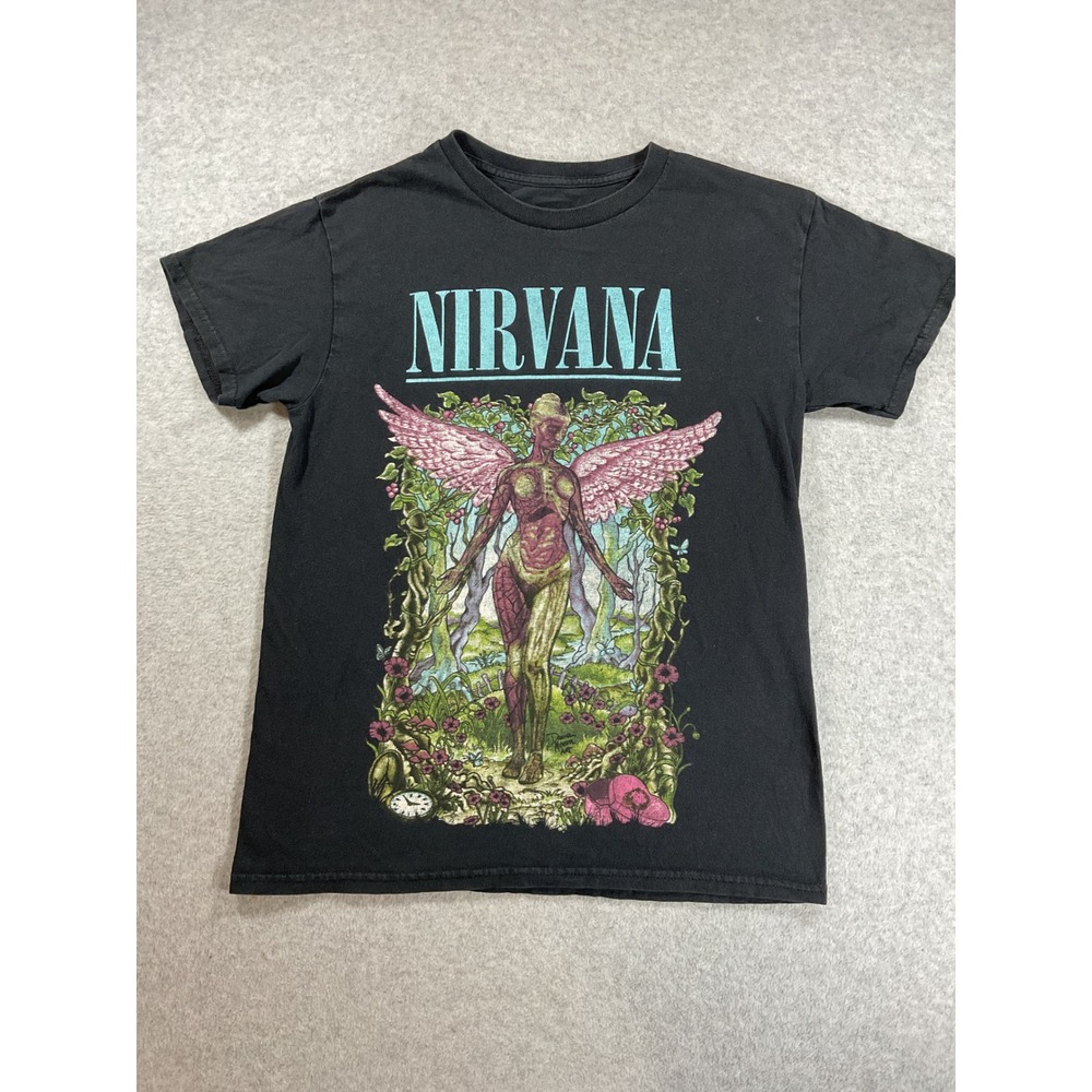 Nirvana In Utero Angel Graphic T-Shirt Short Sleeve Band Tee Mens Small 2425